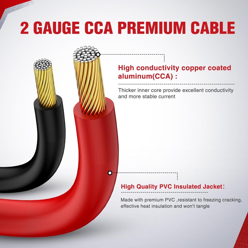 Nilight Jumper Cables for Car Battery 2 Gauge 25 FT