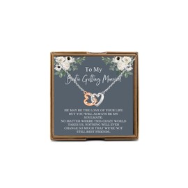 PYOUL Best Friend Gift to Bride, Bestie Getting Married Necklace, Bride Gift From Maid of Honor, Wedding Gift (Bestie Get Married N)
