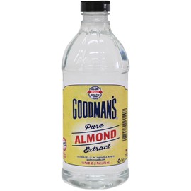 Goodman's Pure Almond Extract - Gluten-Free, Non-GMO, Kosher, Low Carb & Low Calorie - Ideal for Baking, Cooking, and Beverages - No Artificial Colors, No Animal Products, No Sugar (16oz Bottle)