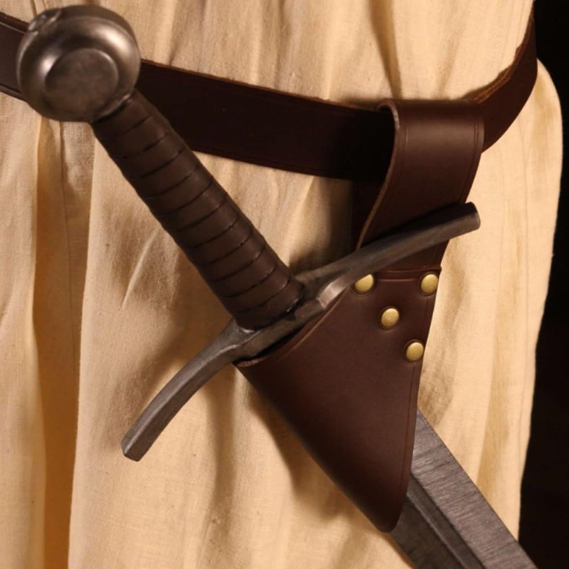 HOBBIESAY 2 Pieces Leather Sword Dagger Frog Leather Belt Sword