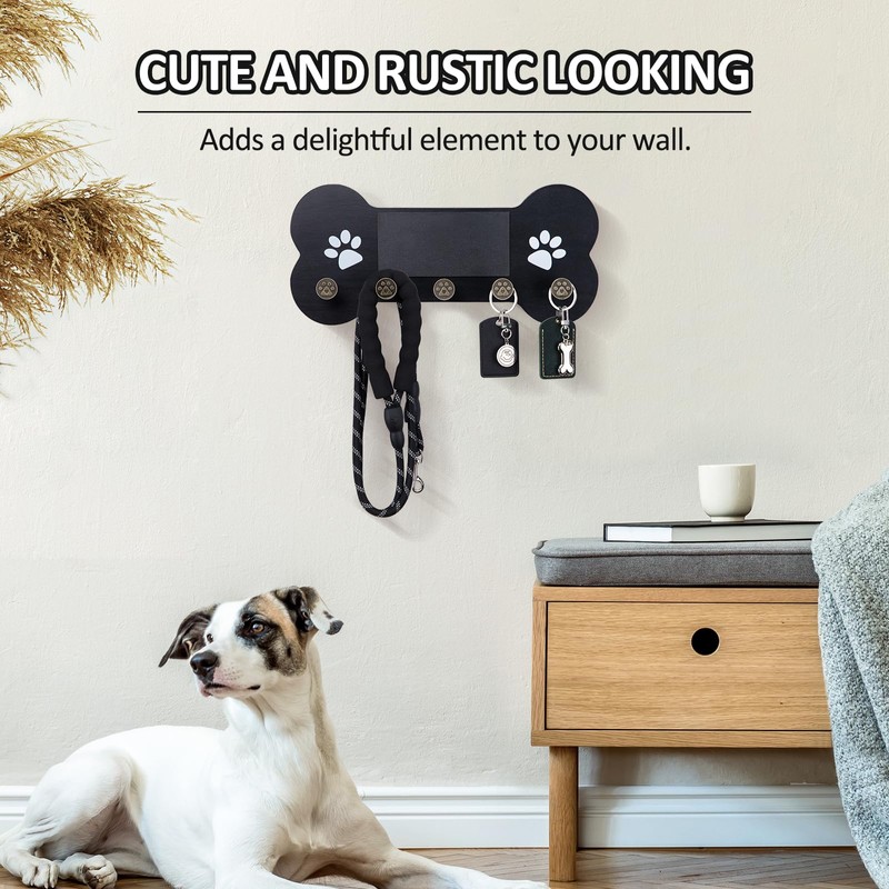 Nekon Dog Leash Holder for Wall - Wooden Key Holder