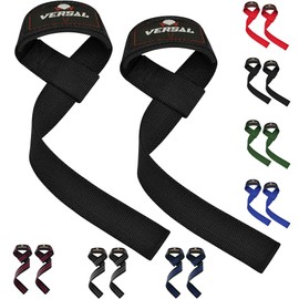 VERSAL VSL Weight Lifting Straps Neoprene Padded Wrist Wraps, 100% Cotton Hand Bar Grips Support Gym Straps for Deadlift Powerlifting Crossfit Strength Training Weightlifting Straps (Black)