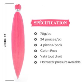 REMY HAIR FASHION Yaki Häkelnadeln, Naturhaar, vorgedehnt, Rosa, afrikanische Zöpfe, für afrikanische Zöpfe, Kunstfaser, Ez Zöpfe, 61 cm