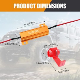 PACLVIO 2PCS Load Resistors, 50W 6Ohm Car Resistors, LED Turn Signal Resistor Flasher Adaptor, Aluminum Case Resistor for Fix LED Bulb Fast Hyper Flash Turn Signal Blink Error Code (6RJ, 2PCS)