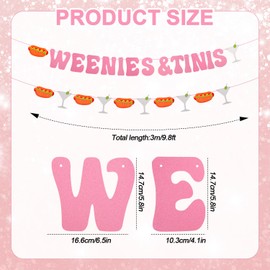 Weenies & Tinis Banner, Pink and Glitter Weenies and Tinis Party Decorations for Martini Themed Party Hot Dog Bar Bachelorette Party Birthday Decorations