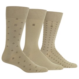 Chaps Diamond Dress Crew - Calcetines para hombre, 3 pares, color caqui, talla de zapato: 6-12