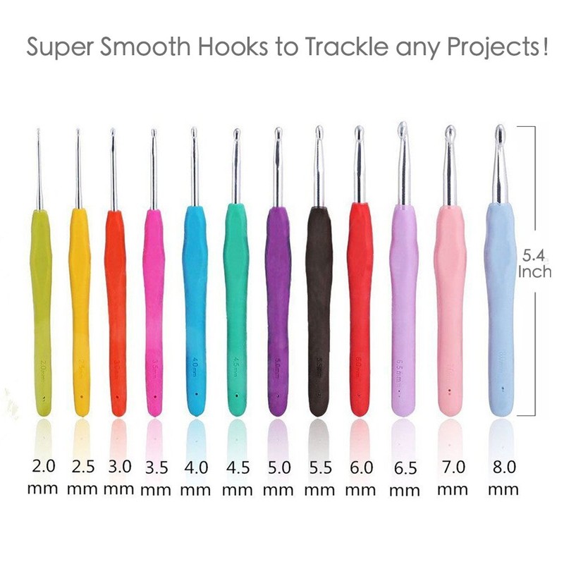 41Pack Crochet Hooks Set,Knitting Accessories Tools with Case,Aluminum Knitting Needle,Ergonomic