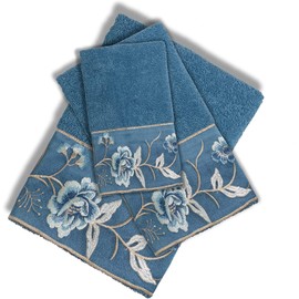 Popular Bath Dublin Rose Collection 3 PIECE Towel Set Blue