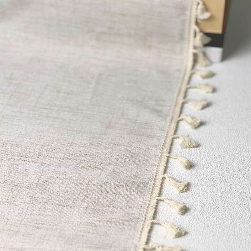 Faux Linen Tassel Kitchen Valances for Windows Modern Farmhouse Neutral