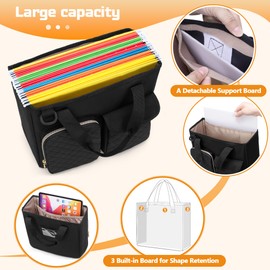 Luxja Vertical File Organiser for Letter Size Hanging File Folder, Portable Document Organiser with Tablet Pocket (Up to 12.9”), Bag Only, Black