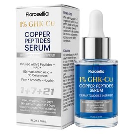 1% GHK-Cu Liposomal Copper Peptide Serum for Face with NAD+, 5 Peptides, 8D Hyaluronic Acid & 5D Ceramides - Advanced Korean Anti-Aging Plumping Blue 