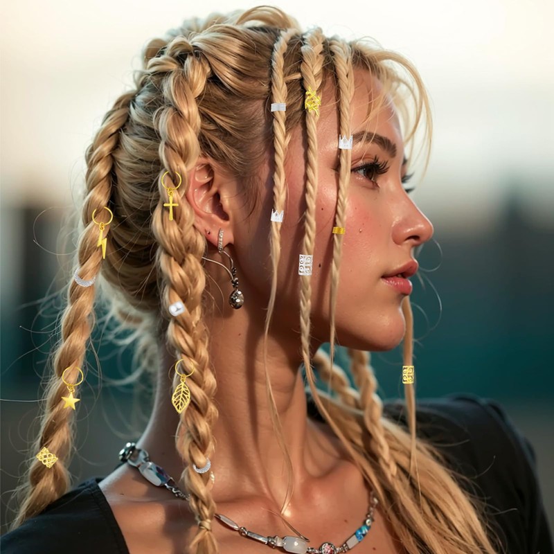 LEGENTLISUR 200 Stück Goldene Haarperlen Haarschmuck Zopfzubehör für Zöpfe Zöpfe