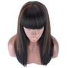 Kalyss Black Brown Highlights Wigs with Hair Bangs for Women