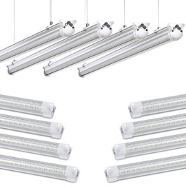 Skymoatled 8Pack 4FT LED Shop Light Garage Lights,50W 5000K/Daylight White 7550LM,Hanging/Surface Mount,Plug and Play,Linkable LED Shop Lights,T8 4FT Tube Light for Warehouse Workshop Basement