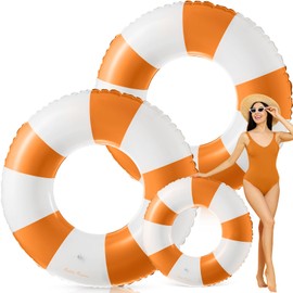 Foilswirl 2 Pcs 47.24 Inch Jumbo Pool Floats Striped Pool Rings Swimming Ring Inflatable Tube Pool Tube for Adult Swimming Pool Summer Beach Bachelorette Wedding Party Decor