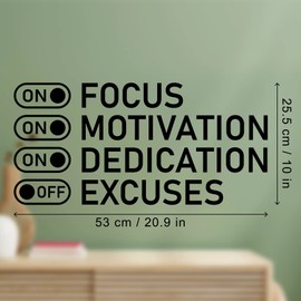 Motivational Wall Decals for Office, Wall Words and Quotes Vinyl Art Sticker, Wall Decal Peel and Stick, Inspirational Wall Stickers for Gym Home School Library Classroom Bedroom (20.9x10 inches)