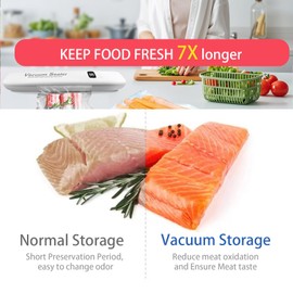 2025 Vacuum Sealer for Food | Vacuum and sealing in only 15s with Strong Suction | 3 Modes with Digital Timer | Multi-functional for Dry/Moist/Wet food | Portable Design | with 10 free Vacuum Bags