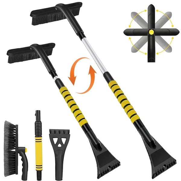 Car Ice Scraper with Broom, 3-in-1 Removable Ice Scraper, Car