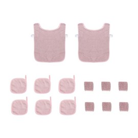 Montessori Cotton Toweling Aprons, Hand Towels, Hand Mitts, 14-Piece Set, Child Size (Pink)