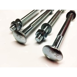 M12 x 180 Carriage Bolts Square Bolts BZP 4.8 Complete with Full Nuts & Form A Washers DIN 603 Pack of 4