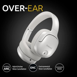 Intenso O400HA Over-Ear Headphones - Hybrid Active Noise Cancelling, up to 75 Hours Runtime and Bluetooth 5.3, with Music Mode, Transparency Mode and Fast Charging Time, White