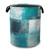 Laundry Hamper,Art Painting Laundry Basket,Grey Blue Waterproof Oxford Cloth Storage