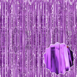 3 Pack 3.28x8.2 ft Light Purple Tinsel Foil Fringe Curtains Party Decoration Backdrop, Streamers Curtains Backdrop for Photo Booth, Christmas, New Year Eve, Birthday, Disco, Event Party Supplies