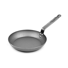 Mauviel M'Steel Black Carbon Natural Nonstick Frying Pan With Iron Handle, 9.4-in, Suitable For All Cooking Surfaces