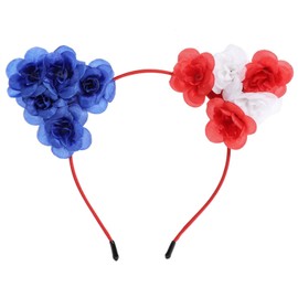 Dzrige Independence Day Flower Headband Red White and Blue Floral Headband Patriotic Headpiece Hair Accessoires for Independence Day Fourth/4th of July Party Props Decoration