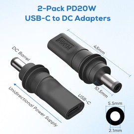 PLEASANTLY 2 Sets of USB C to Dc 5.5mm X 2.1mm Power Adapters, Pd 100w USB C Female to Dc5521 Male Connector Charging Bucket Socket Power Adapter(DC5521toUSB-C Waterproof)