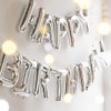 TONIFUL Silver Happy Birthday Balloons Banner, 16 Inch Mylar Foil