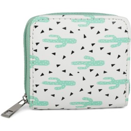 styleBREAKER Mini Purse with Cactus Pattern, wrap-Around Zip, Purse, Ladies 02040096, Colour:White-Mint Green