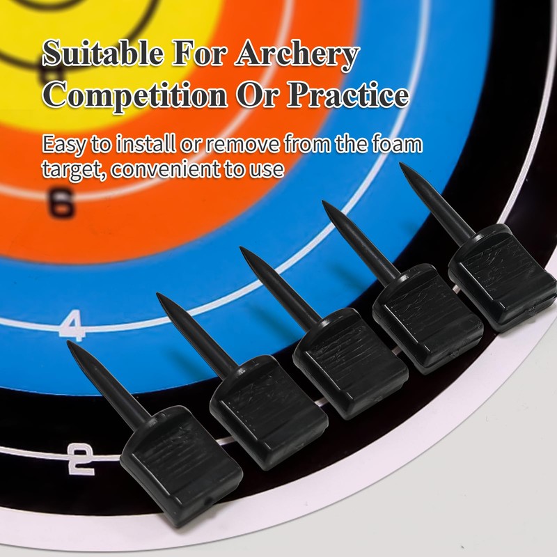 30Pcs Nylon Archery Target Pins,Reusable Black Target Nails for Paper,EVA