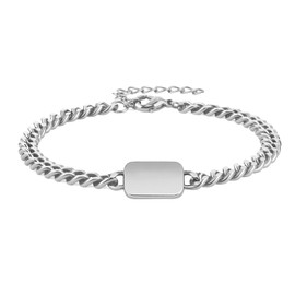 RJCMJDEU Cremation Jewelry Urn Bracelet for Ashes for Women Men Adjustable Memorial Keepsake Bangle Cuban Link Chain Ash Bracelets,Silver