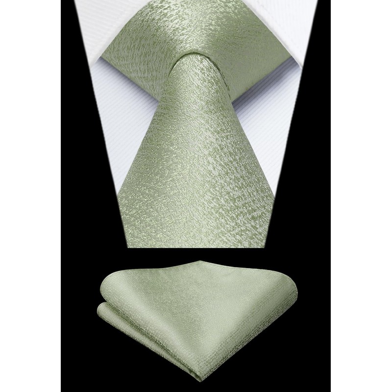 HISDERN Men's Tie Handkerchief Plain Tie & Pocket Square Set