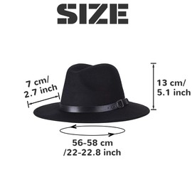 Bamboopack Retro Elegant Wide Brim Fedora Hat with Belt Buckle Flat Jazz Cap for Dancing Weddings Stage Performance Party Show Daily Wear