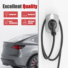 MCEVKELN Type 2 Wall Mount Charging Cable Wall Holder Wall Box Cable Holder Type 2 Plug Holder Dock for EV Charger IEC 62196-2 Holder Wall Box Accessories - Silver