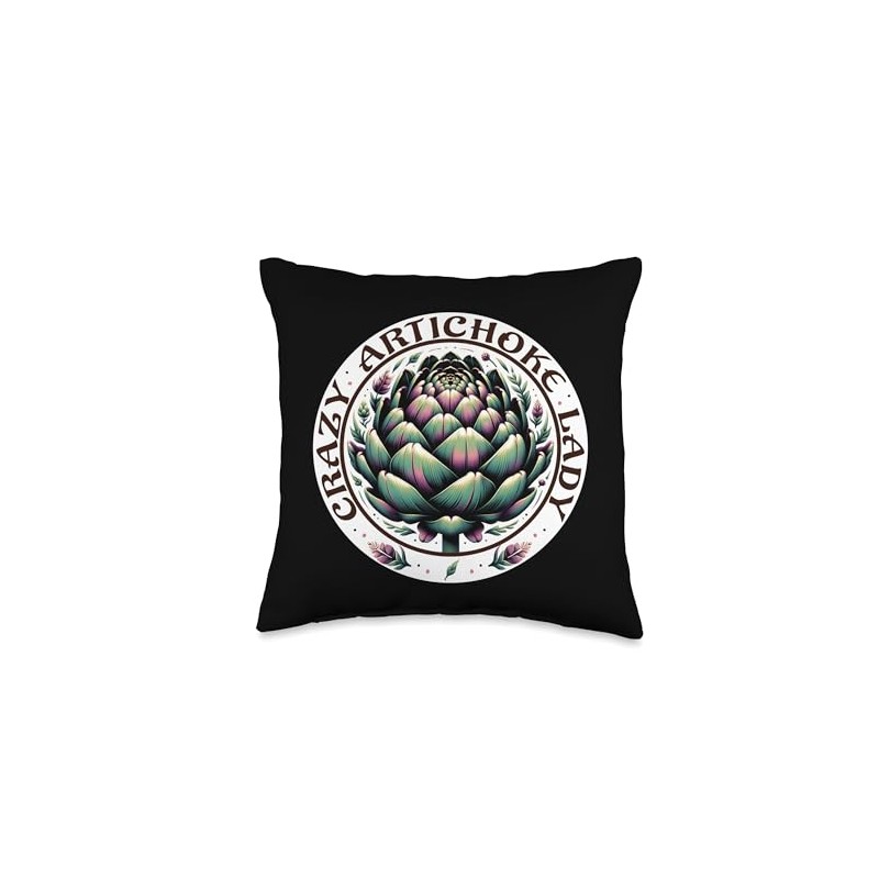 Crazy Artichoke Lady Artichoke vegan vegetarian artichoke Throw Pillow