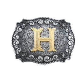 HUABOLA CALYN Belt Buckle Men, Western Cowboy Rodeo Small Alphabet Letter ABCDMRJ to Z Initial Belt Buckles for Women (H)
