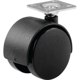 Shepherd Hardware 9417 2-Inch Office Chair Caster, Twin Wheel, 1-1/2-Inch Sq. Plate, 75lb Load Capacity, 2-Pack,Black