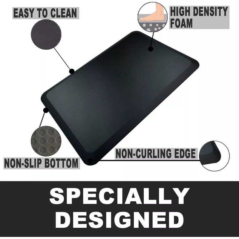 HEALEG Anti Fatigue Floor Mat Black 30X20 High Density Foam