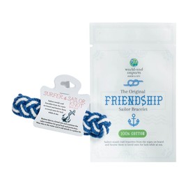 World End Imports Blue and White Cotton Sailor Knot Bracelet (Large)