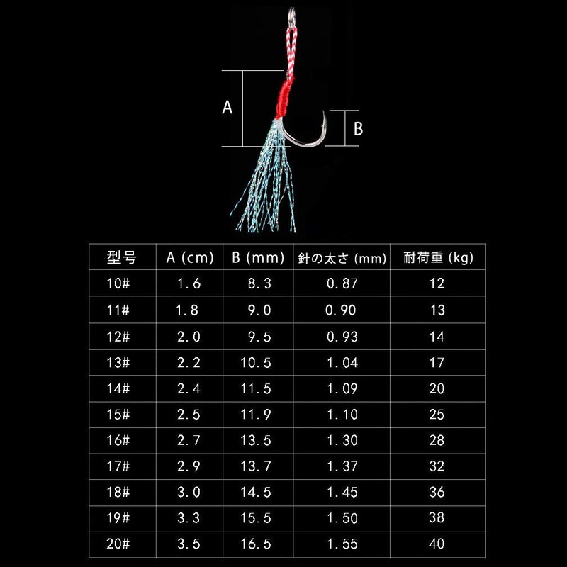 Orurdo QB500056a10n0 Assist Hooks Set of 10 with Feather (Skirt)