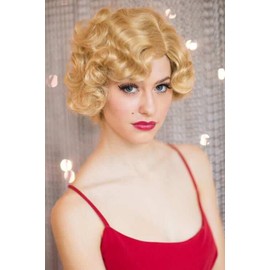 Blonde 1920s 1930s style wig, short with finger waves: Diva golden blonde #24B