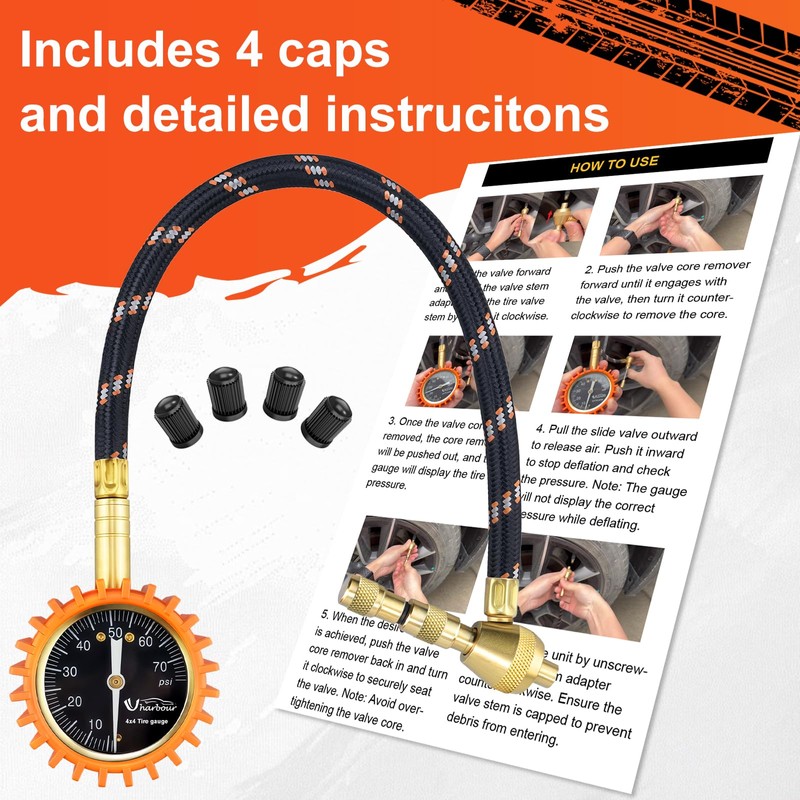 Uharbour 4X4 Rapid Air Down Tire Deflator with Gauge (0-75PSI)