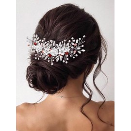 Vakkery Flower Wedding Hair Accessories Silver Crystal Hair Vine Headpiece Rhinestone Bridal Hair Accessories for Women and Girls