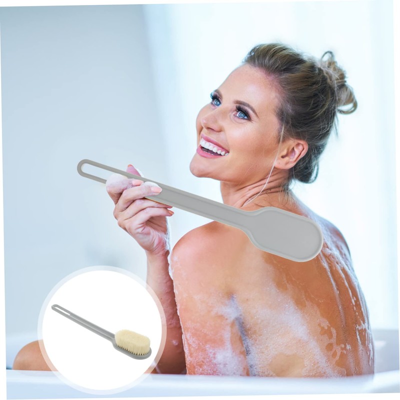 PACKOVE Long Handled Bath Brush with Soft Nylon Bristles for