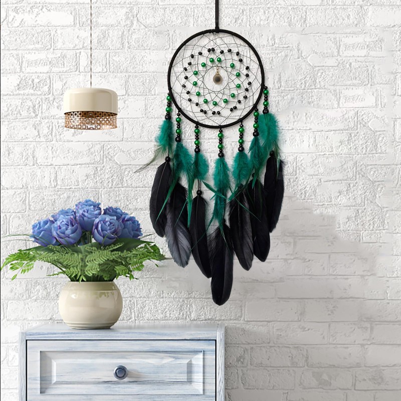 Donko Green and Black Dream Catcher with Pendant