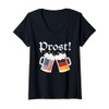 Womens Oktoberfest Shirt American German Flag Beer Prost V-Neck T-Shirt