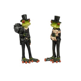 formano 2er Set Frosch Figur lustige Glücksbringer 18 cm handbemalt lustige Deko aus Kunststein - Hochwertige Geschenkidee & originelle Indoor-Dekoration aus Froschhausen